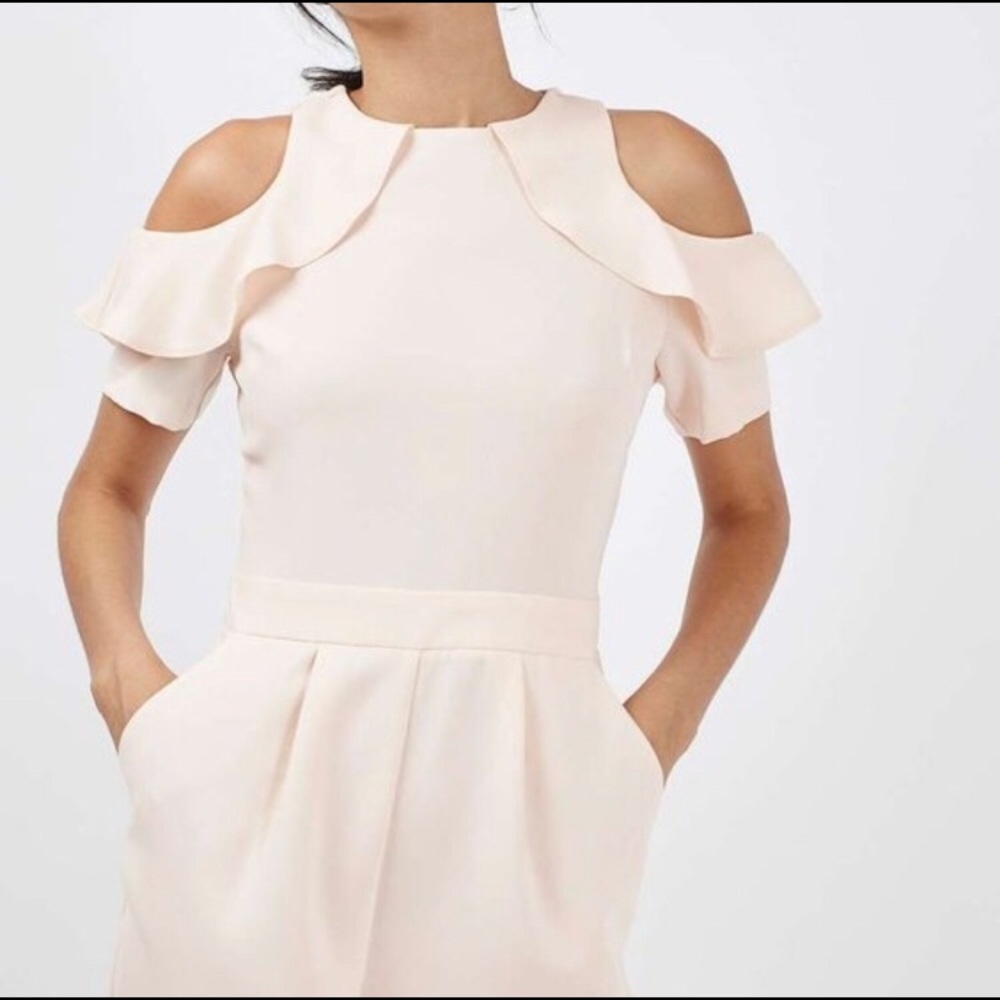 NWOT. Topshop Blush Pink Frill Romper.